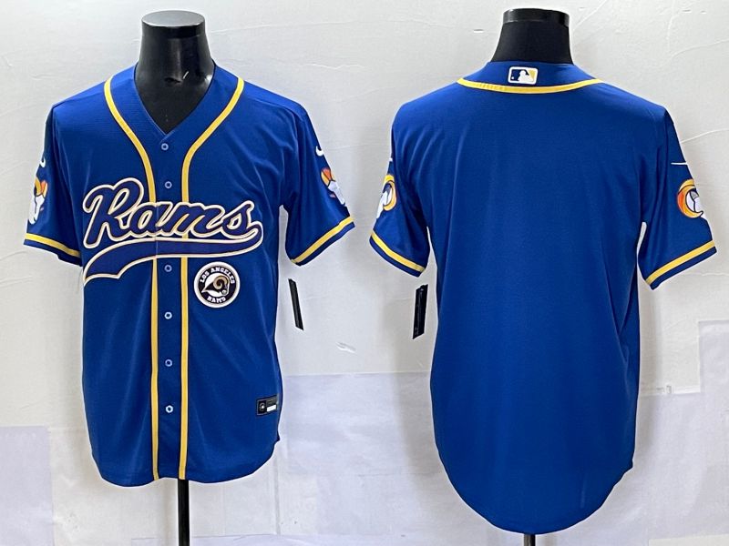 Men 2025 Los Angeles Rams Blank Blue Second generation joint name Nike Limited NFL Jersey style 06